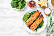 Salmon Fillet With Spinach .
