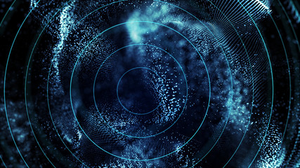 futuristic orbit in space. abstract system of science and technology in form of sphere. array with d