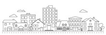 Small Town Neighborhood Line Icon Style Vector Illustration