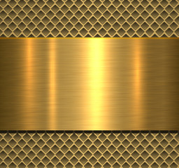 Sticker - Metallic background gold polished texture over perforated background