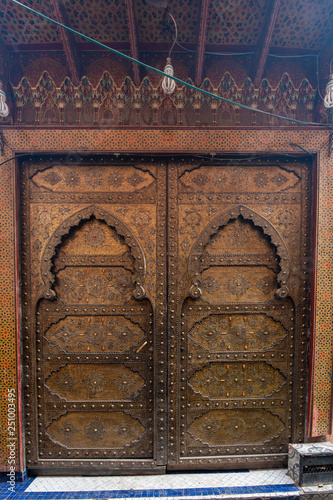 Traditional Moroccan Style Design Of An Ancient Wooden Entry Door