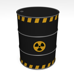 black barrel of radioactive waste - 3D Illustration
