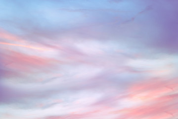 twilight sky with effect of light pastel tone. colorful sunset of soft clouds.