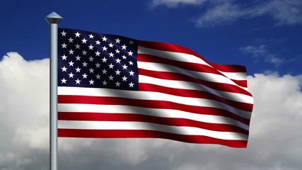Wall Mural - loop features a flag of the united states of america flying from a flag pole and waving in the breez