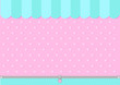 Pink and mint blue green background with little hearts. Candy shop backdrop. Decoration  banner themed Lol surprise doll girlish style. Invitation card template. Horizontal and vertical orientation