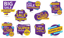 Big Sale Sticker Template. Discount Up To 50%. Vector Template Sticker Sale Promotion.