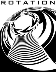 Leinwandbilder - Rotation. Black and whiteposter with rotating shapes. Vector graphics