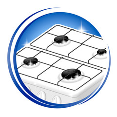 Clean stove cleaning to shiny icon. isolated on white background. Vector illustration.