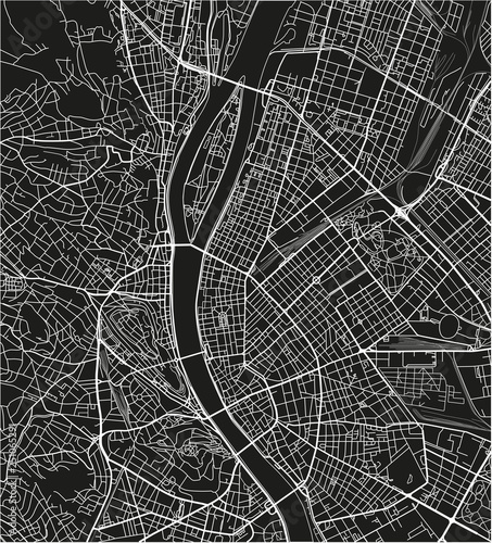Fotografía Black and white vector city map of Budapest with well organized separated layers