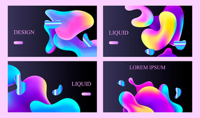 Wall Mural - set of abstract templates for banners, landings, covers, web pages. modern abstract background. flow
