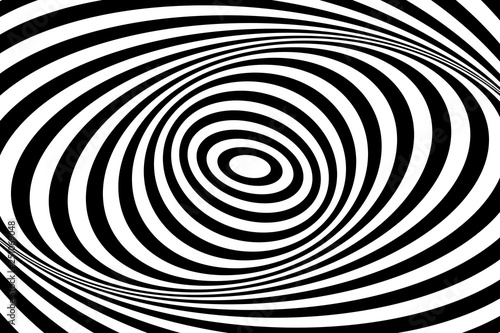 Swirl movement illusion. Op art design. Oval lines pattern and texture.