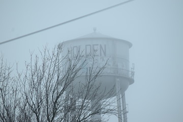 Canvas Print - Foggy Water Tower