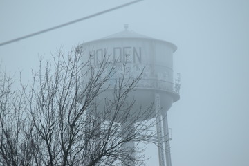 Wall Mural - Foggy Water Tower