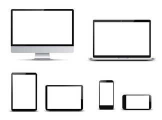 Poster - Set technology devices with empty display - stock vector
