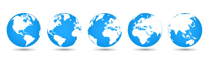 Wall Mural - set 3d globes with world maps - for stock