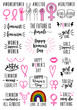 hand drawn feminist signs and quotes, vector set