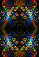 Canvas Print - artistic smooth 3d computer generated illustration of abstract multicolored energetic fractals artwo