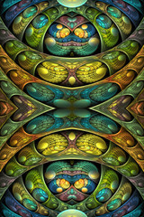 Canvas Print - artistic 3d computer generated illustration of smooth abstract multicolored fractals artwork backgro