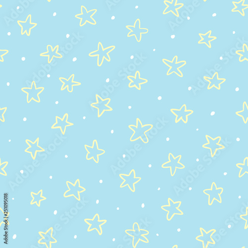Simple And Cute Hand Drawn Seamless Stars Background For