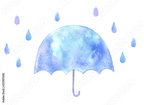 かわいい傘と雨粒 水彩イラスト Stock Vector Adobe Stock