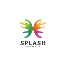 Abstract Rainbow Gradient Of Splash Splatter Color On Wing Shape Logo Icon Vector