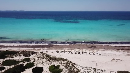 Wall Mural - Sa Rapita, Mallorca Spain. Amazing drone aerial landscape of the charming Es Rapita beach and turquoise sea