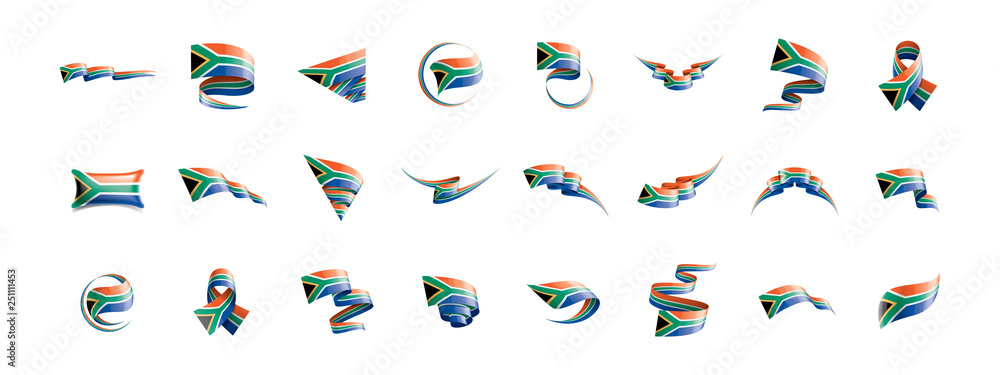south africa flag, vector illustration on a white background - obrazy, fototapety, plakaty 