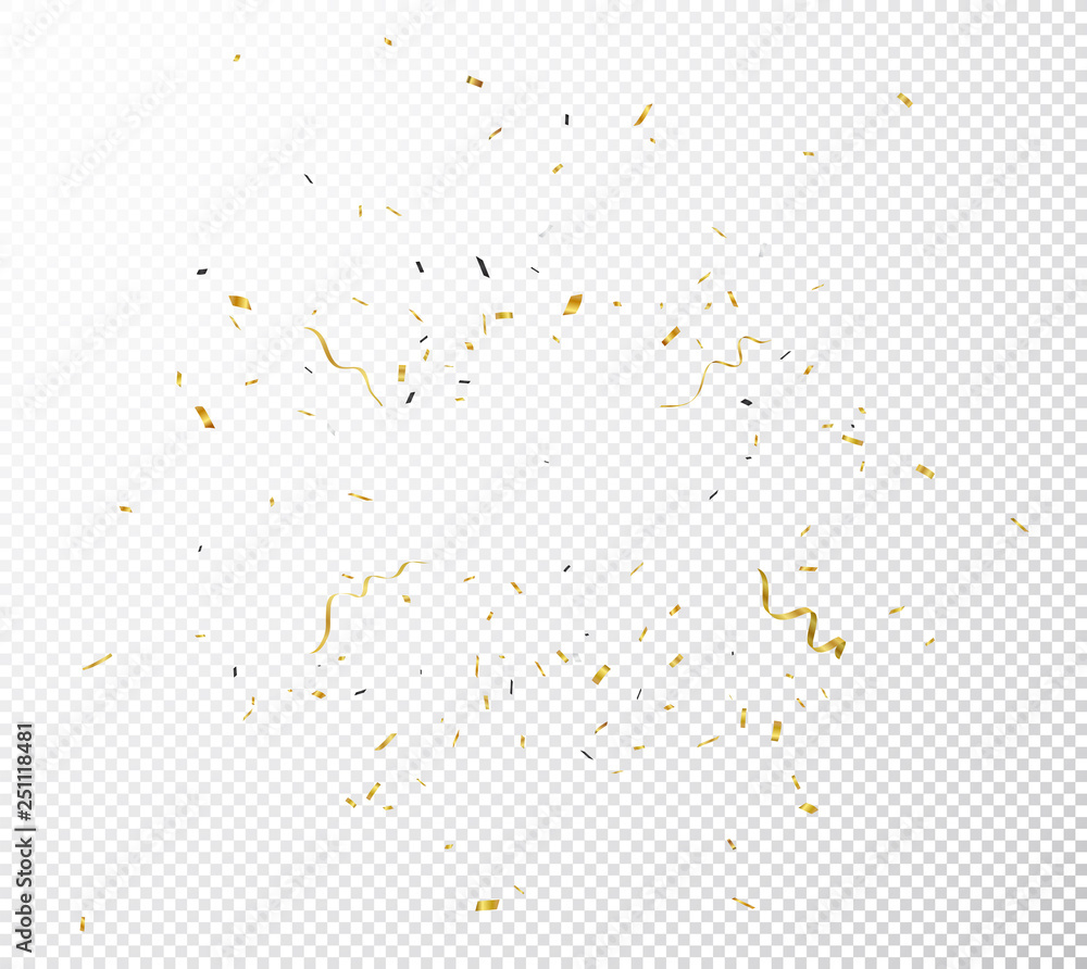 Gold confetti background, isolated on transparent background Stock ...