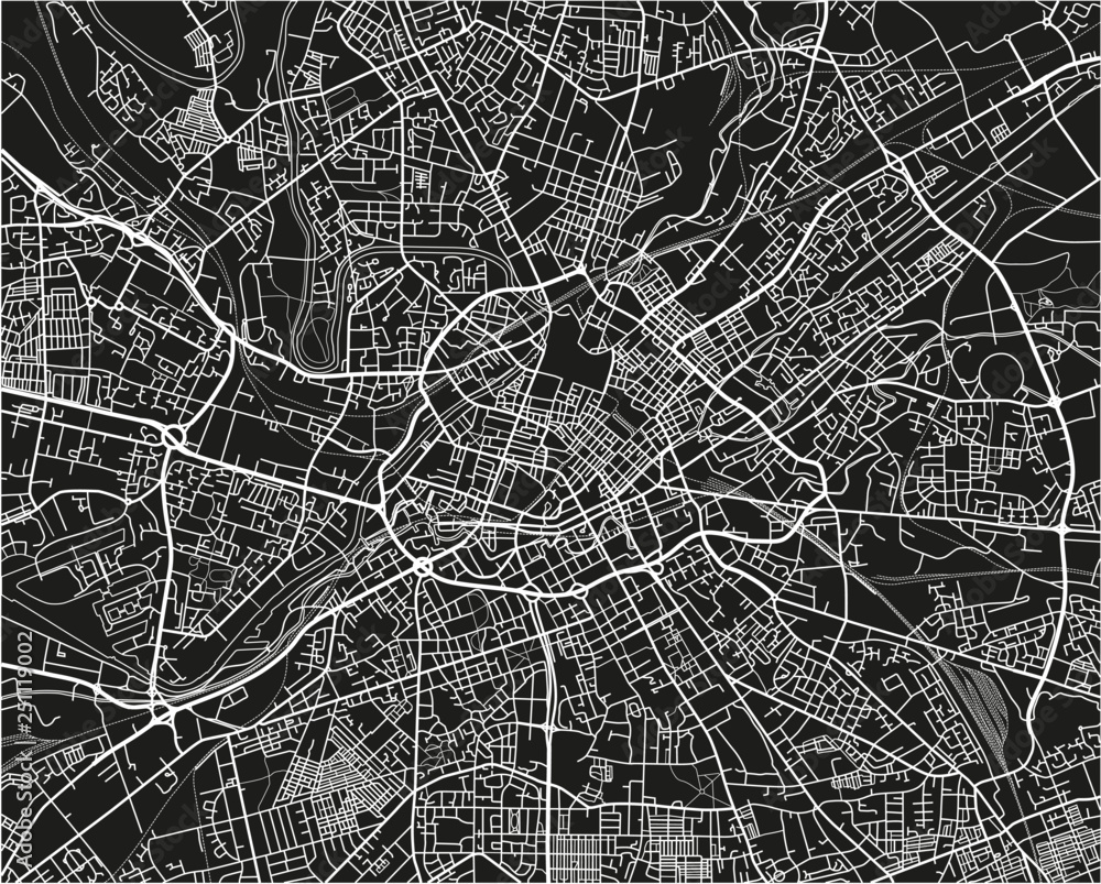 Black and white vector city map of Manchester with well organized separated layers. - obrazy, fototapety, plakaty 