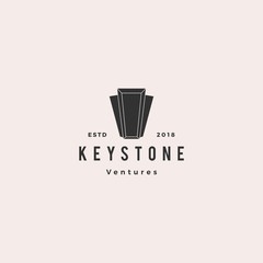 Sticker - Keystone key stone logo hipster retro vintage vector icon illustration line outline monoline