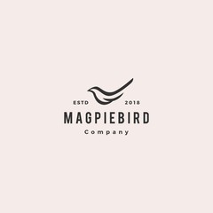 Poster - magpie bird logo hipster retro vintage vector icon illustration