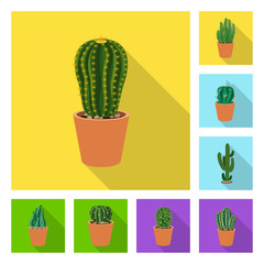 Wall Mural - Vector illustration of cactus and pot symbol. Set of cactus and cacti stock symbol for web.