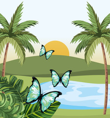 Poster - beautiful butterfly cartoon