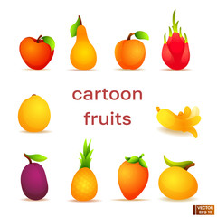 Wall Mural - Set of colored cartoon fruits.