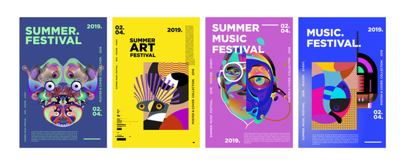 Poster - Summer Colorful Art and Music Festival Poster and Cover Template for Event, Magazine, and Web Banner.