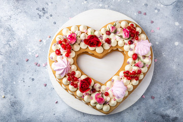 Wall Mural - homemade heart shaped tart for Valentines Day