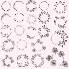 Poster - Huge set of vector floral rustic frames for design
