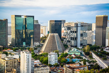 View Of Rio City Centre Including The Cathedral From Parque Das Ruínas Cultural Centre, Santa Teresa Neighbourhood, Rio De Janeiro, Brazil