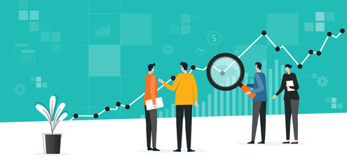 Aufkleber - flat business team meeting working  analytics and monitoring investment finance plan on report graph dashboard concept