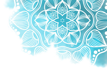 Wall Mural - abstract mandala graphic design and watercolor digital art painting for ancient geometric concept ba
