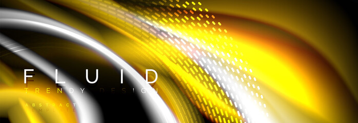 Fluid color neon wave lines background, neon liquid color futuristic paint template