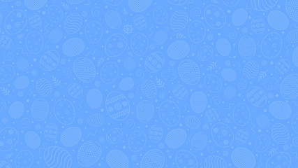 Easter pattern with ornamental eggs and decorative elements. Easter blue background. Vector illustration