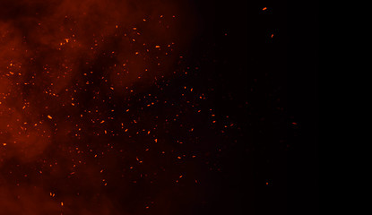 perftect fire particles embers on background . smoke fog misty texture .