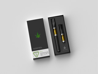 Cannabis Vape Pen and Replacement Cartridge Packaging - Black - Warning Label