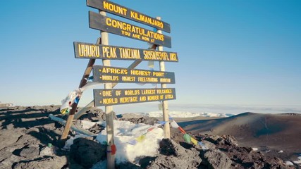summit sign of mount kilimanjaro, the highest peak of africa