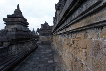 The Borobudur temple carved stone details