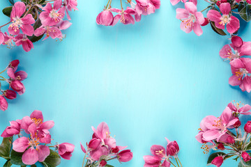 Wall Mural - Spring flowers frame background