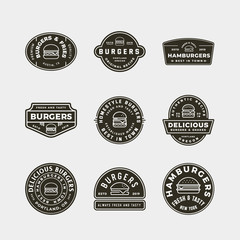 Poster - set of burger logos. retro styled fast food emblems