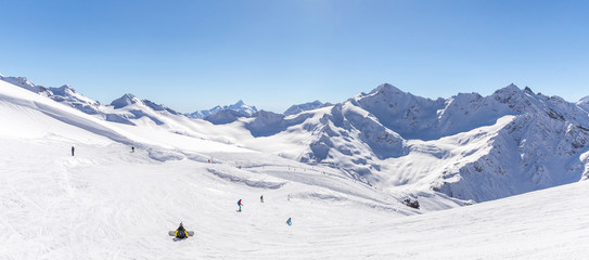 Wall Mural - Panorama view from ski slope Elbrus, Russia