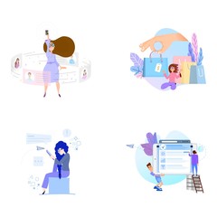 Wall Mural - Collection of people scenes, flat style illustration. Concept design.